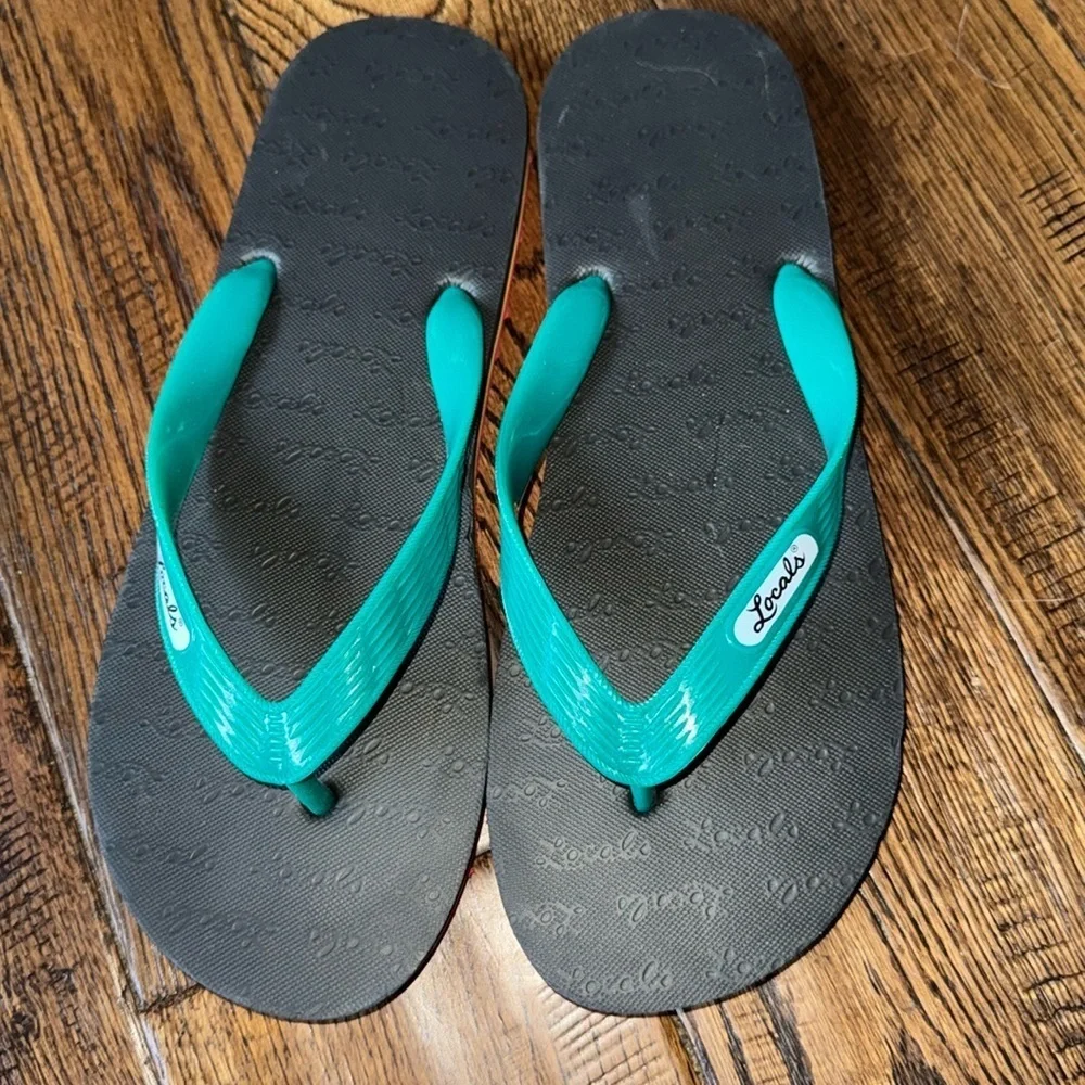 Locals Logo T Strap Flip Flops